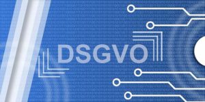 Akronym 'DSGVO' hervorgehoben mit Symbolen für digitale Sicherheit.